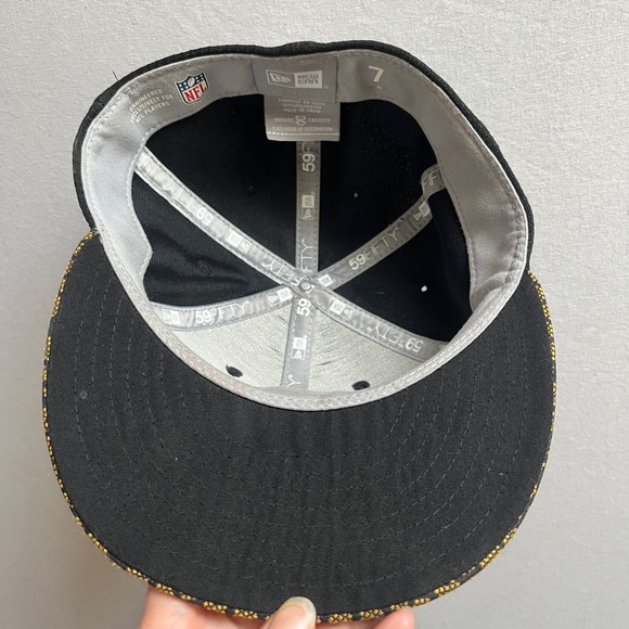 Hat Cap Pittsburgh Steelers NFL Honeycomb Bill New Era 59Fifty Black Yellow - Picture 6 of 8